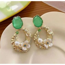 Green Stone Floral Earings