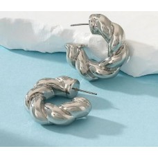 Silver twisted Hoop