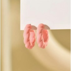 Matte Pink Hoop Earrings