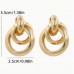 Golden Geometric Circle Studs