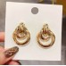 Golden Geometric Circle Studs