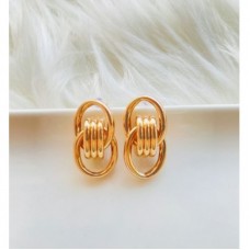 Golden Twisted Oval Studs