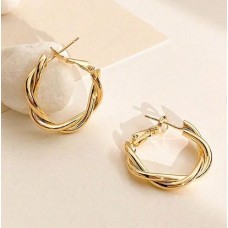 Golden Twisted Thin Hoops